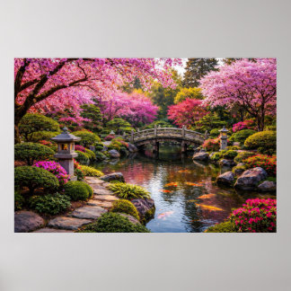 Atembergütiger japanischer Garten & Koi-Teich Poster