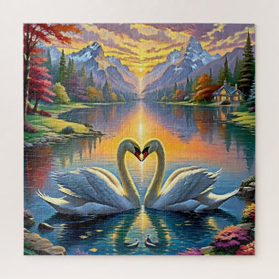Atemberhafter Bergsonnenuntergang mit eleganten Sc Puzzle