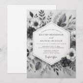 Atemberheiratung Graue Winterhochzeit Einladung (Vorne/Hinten)
