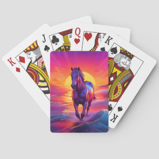 Atemberkende Kunst eines Pferdes bei Sonnenunterga Spielkarten