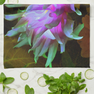 Atemberkende Magenta und Limettengrüne Kaktus-Dahl Geschirrtuch