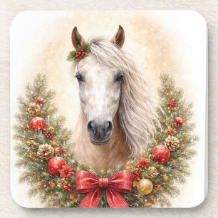 Atemberkranz mit Weihnachtspferd Getränkeuntersetzer