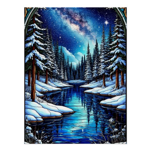 Atemberlandschaft im Winter mit Schnee Poster (Vorderseite)