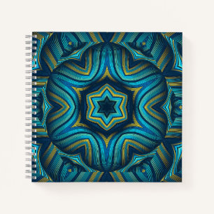 Atembermende abstrakte blaue und gelbe Mandala-Kun Notizblock