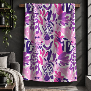 Atembermende Leopard Tiger Hot Pink Magenta Decke Sherpadecke