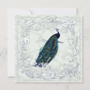 Atembermende Vintage-Hochzeitseinladung mit Pfau Einladung