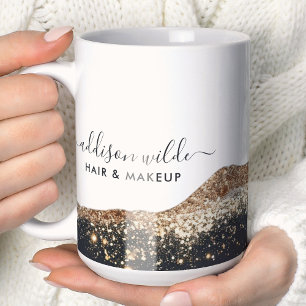 Atembermift schwarzes und goldenes Glitter-Schrift Kaffeetasse