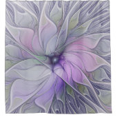 Atembernde moderne abstrakte Fraktalkunst-Blume Duschvorhang (Vorderseite)
