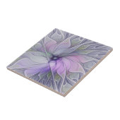 Atembernde moderne abstrakte Fraktalkunst-Blume Fliese (Seite)