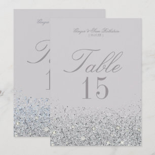 Atembernde Silber-Glitter-Hochzeitstisch-Nummern-K Einladung
