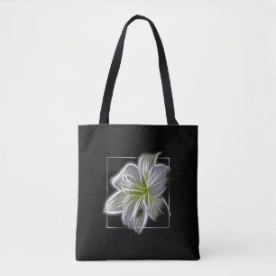 Atembernde weiße Lilien-Fraktal-Kunst Schwarz Tasche