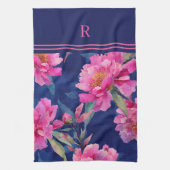 Atemberndes rosa florales Aufblühen monogrammiert Geschirrtuch (Vertikal)