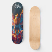 Atemberregend farbenfroher Phönix, der aus den Fla Skateboard (Vorderseite)