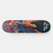Atemberregend farbenfroher Phönix, der aus den Fla Skateboard (Horizontal)