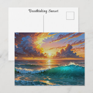 Atemberregende Sonnenuntergang Sonnenaufgang Ozean Postkarte