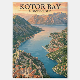 Atemberrunden Kotor-Bucht Montenegro Vintage-Reise Magnet