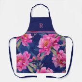 Atemberstaubende rosa florale Blütenmonogramm Schürze (Vorderseite)