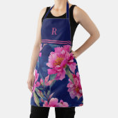 Atemberstaubende rosa florale Blütenmonogramm Schürze (InSitu)