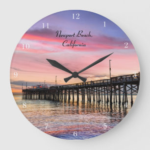 Atemember Sonnenuntergang am Newport Beach Große Wanduhr