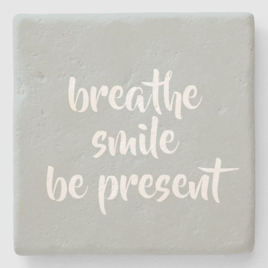 Atemgeräusch: Graue Affirmation Steinuntersetzer (Vorderseite)