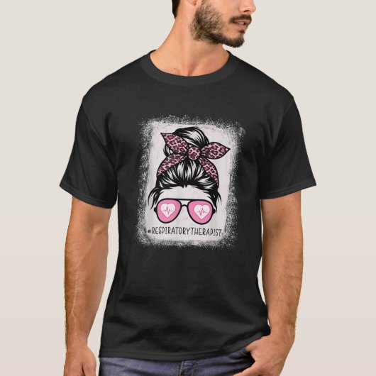 Atemtherapeut gebleicht Pink Leopard Messy T-Shirt (Vorderseite)