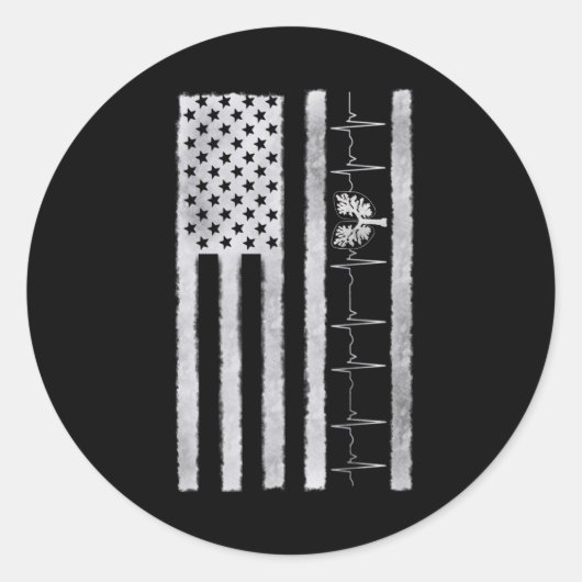 Atemtherapeut Lung Heartbeat American Flag Runder Aufkleber (Vorderseite)