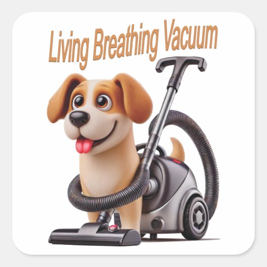 Atemvakuum Hund Quadratischer Aufkleber (Vorderseite)