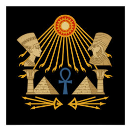 Aten Sun Disc – Ankh, Horus & Nefertiti Poster