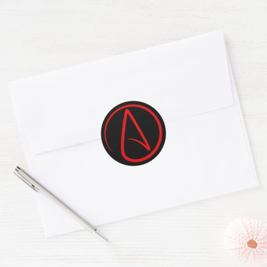 Atheismus Rot Logo Runder Aufkleber (Umschlag)