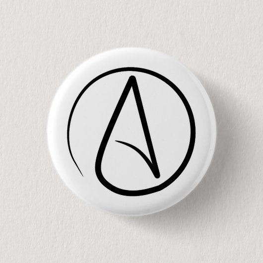 Atheismus-Symbol: schwarz auf weiß Button (Vorderseite)