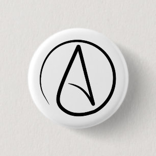 Atheismus-Symbol: schwarz auf weiß Button