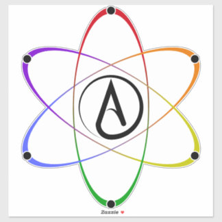 Atheist Atom Symbol Rainbow Black Aufkleber