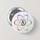Atheist Atom Symbol Rainbow Black Button (Vorne & Hinten)