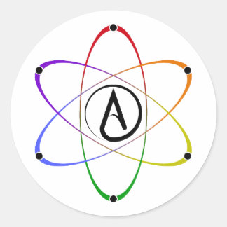 Atheist Atom Symbol Rainbow Black Runder Aufkleber