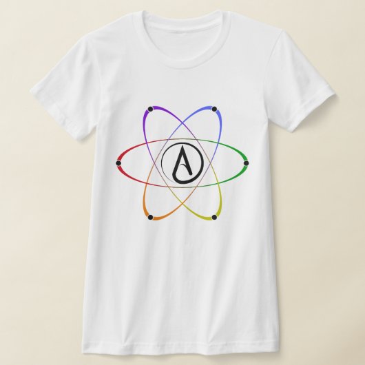 Atheist Atom Symbol Rainbow Black T-Shirt (Ablage )