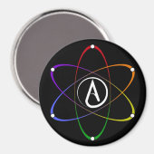 Atheist Atom Symbol Rainbow White Magnet (Vorderseite/Rückseite)