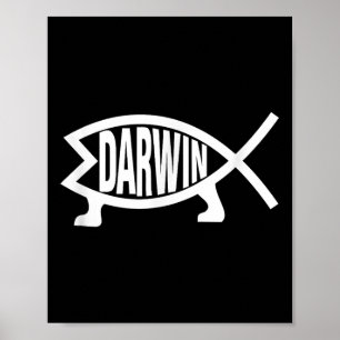 Atheist Charles Darwin Evolutionstheorie Fisch  Poster