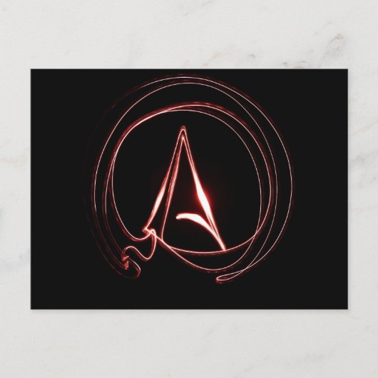 Atheist in Rot Postkarte (Vorderseite)