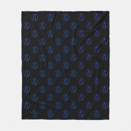 Atheist-Symbol: blau auf schwarz Fleecedecke (Vorderseite)