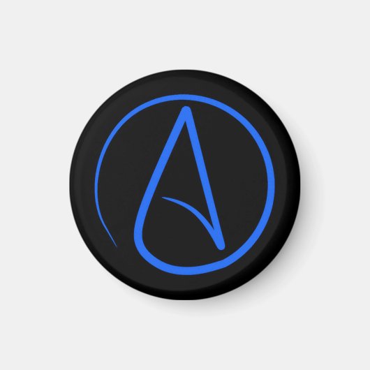 Atheist-Symbol: blau auf schwarz Magnet (Vorne)