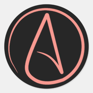 Atheist-Symbol: Koralle auf schwarz Runder Aufkleber