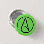 Atheist-Symbol: schwarz auf Limettengrün Button (Vorne & Hinten)