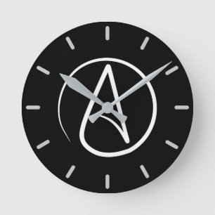 Atheist-Symbol: Schwarz Runde Wanduhr