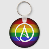 Atheist Symbol über Rainbow Schlüsselanhänger (Vorderseite)