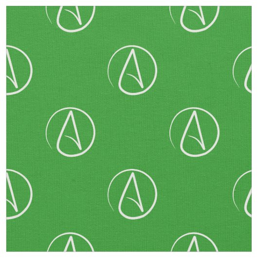 Atheist-Symbol: weiß auf grün Stoff (Nahaufnahme)