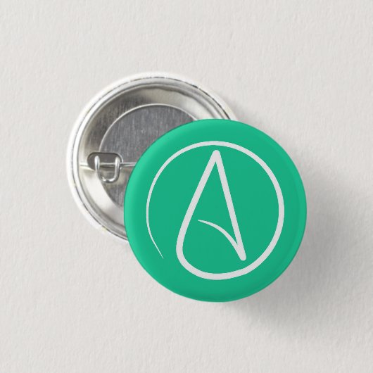 Atheist-Symbol: weiß auf Minzgrün Button (Vorne & Hinten)