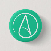 Atheist-Symbol: weiß auf Minzgrün Button (Vorderseite)