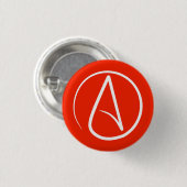 Atheist-Symbol: weiß auf rot Button (Vorne & Hinten)
