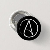 Atheist-Symbol: weiß auf schwarz Button (Vorne & Hinten)