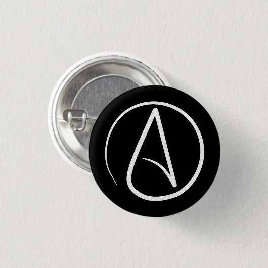 Atheist-Symbol: weiß auf schwarz Button (Vorne & Hinten)